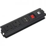 Sealey EL32USBB Extension Cable 3m 2x 230V + 2x USB Sockets – Black